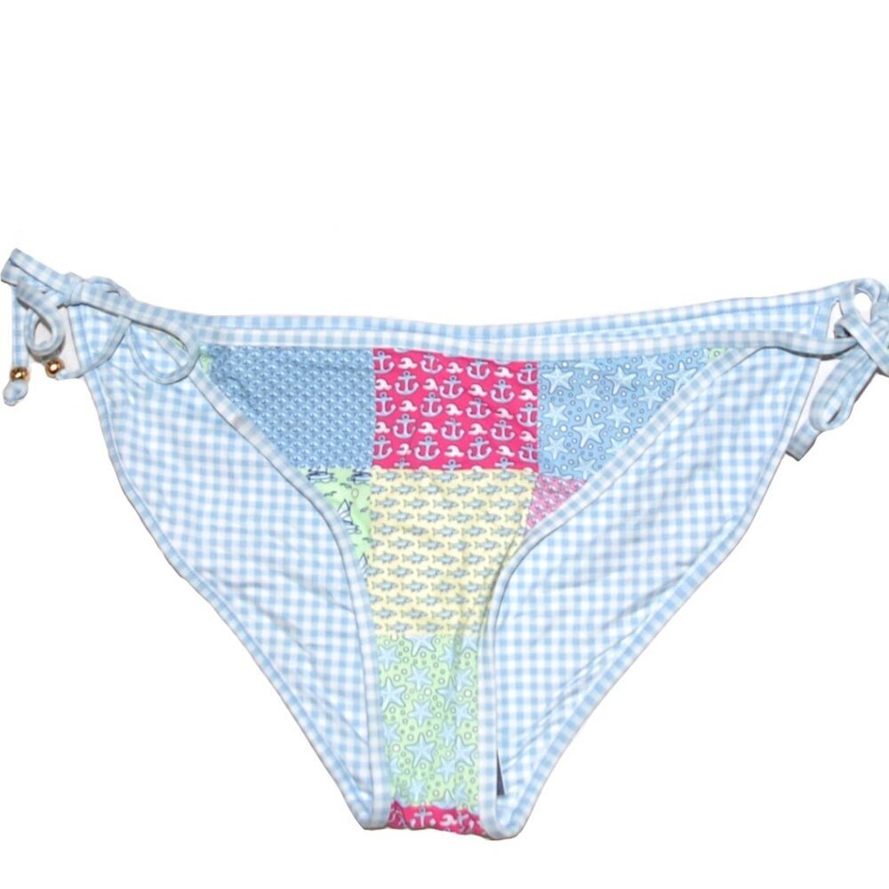 NWT Vineyard Vines Heritage Patchwork Reversible String Bikini Bottom La…